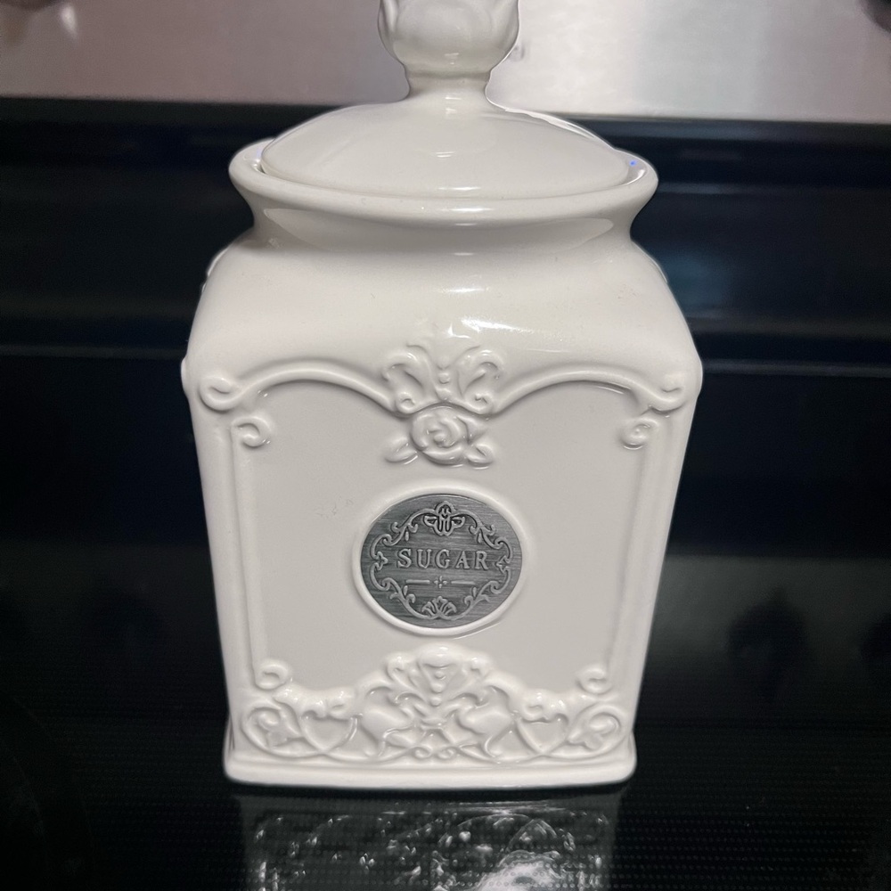 White Ceramic Sugar Canister